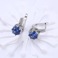 18K White Gold Plated Pav'e Curved Simulated Earrings - mosquito-blue.myshopify.com