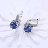 18K White Gold Plated Pav'e Curved Simulated Earrings - mosquito-blue.myshopify.com
