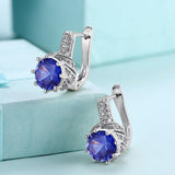 18K White Gold Plated Pav'e Curved Simulated Earrings - mosquito-blue.myshopify.com